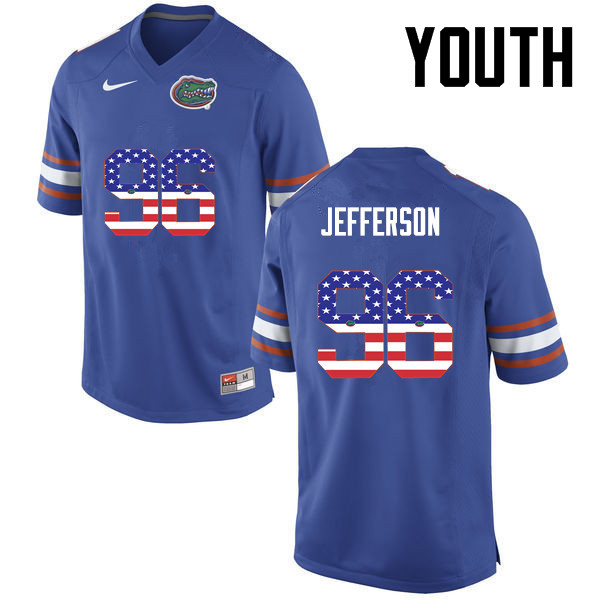 Youth Florida Gators #96 Cece Jefferson College Football USA Flag Fashion Jerseys-Blue